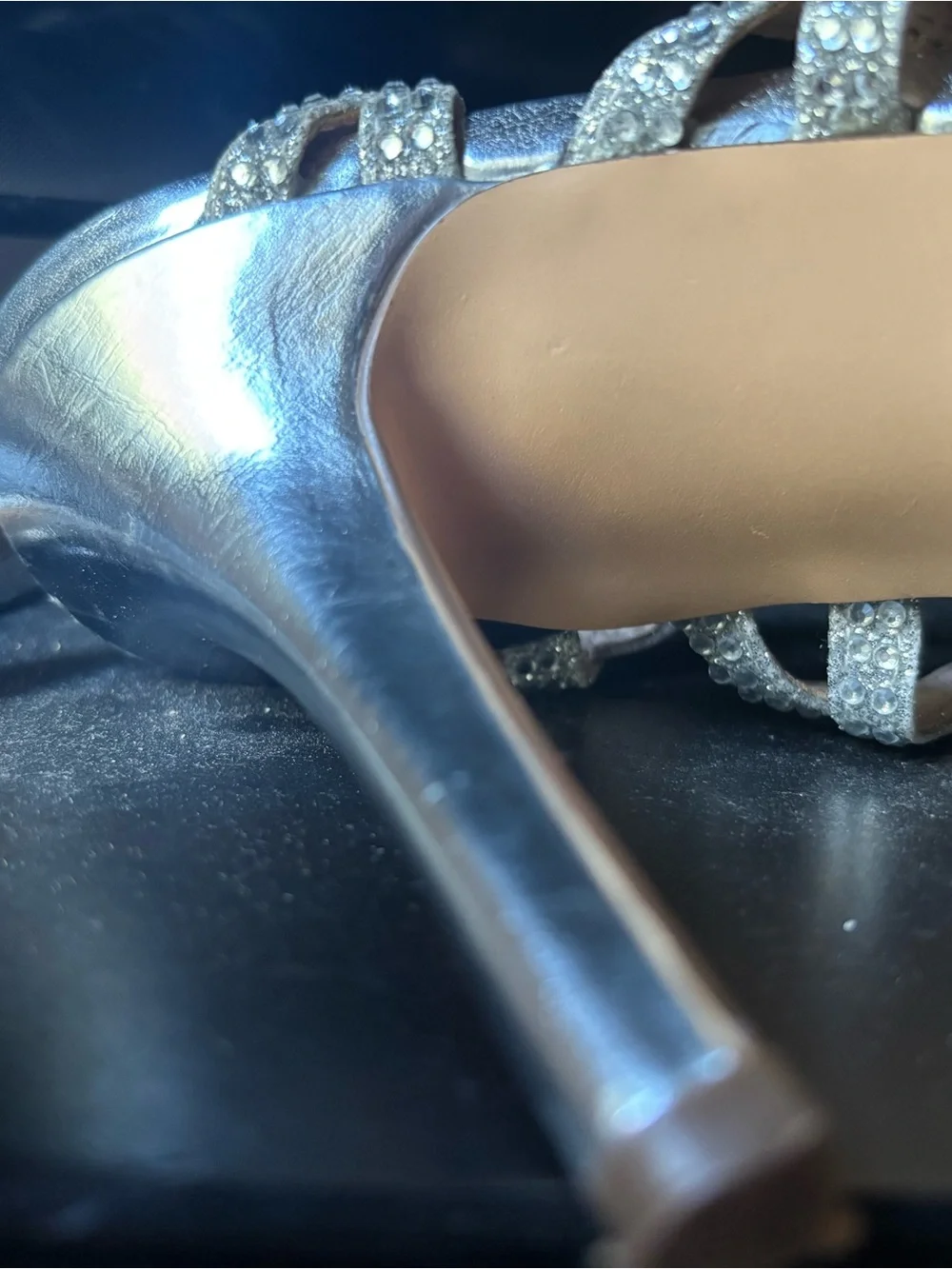 Nina Silver Crystal Embellished Strappy Heels